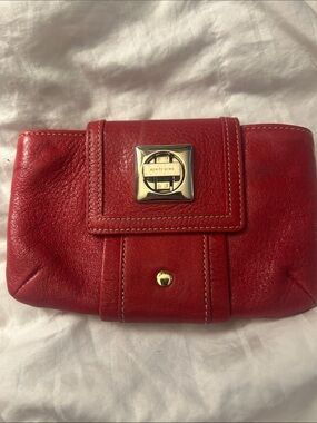kate spade Red Leather Turn-Lock Clutch Wristlet